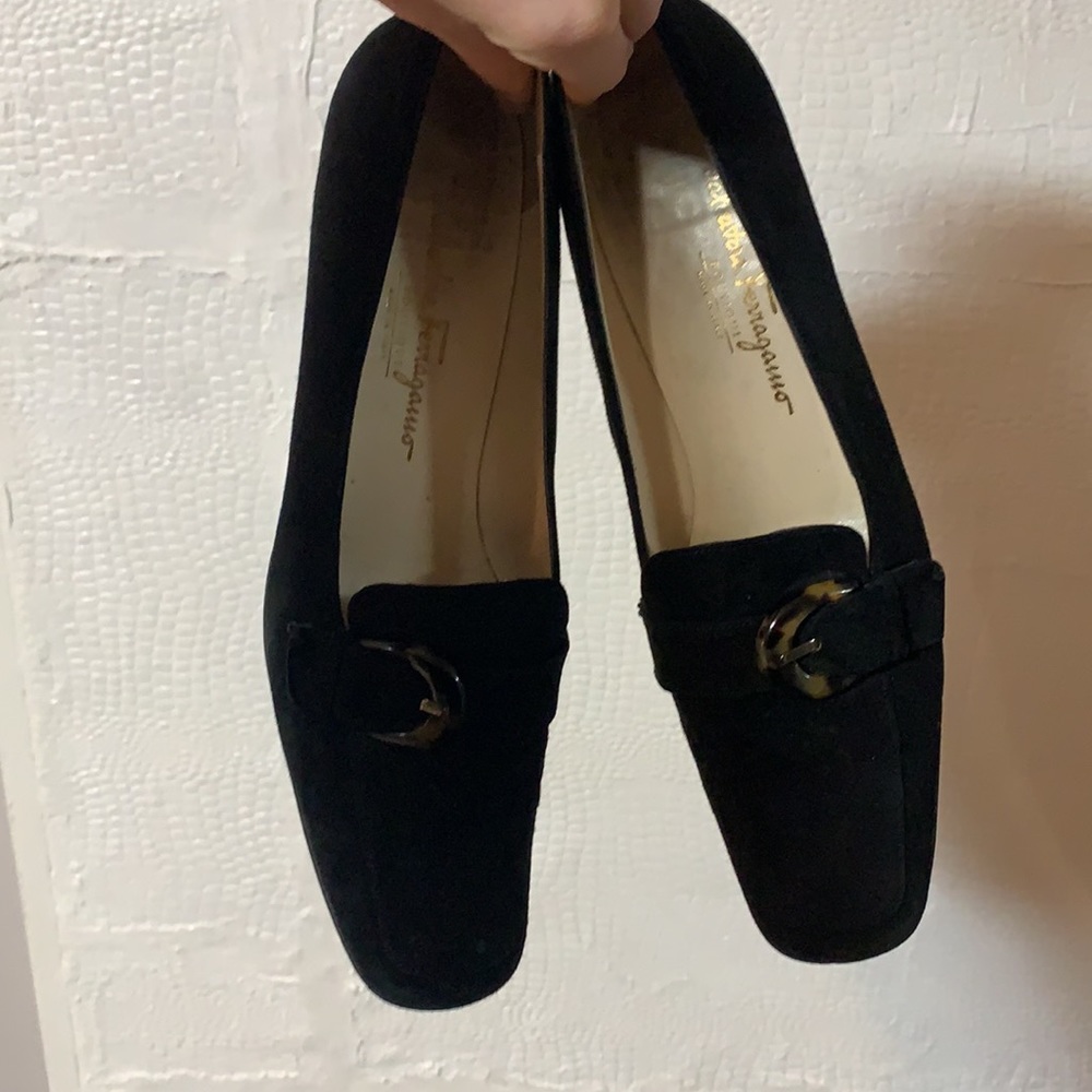 Salvatore Ferragamo Black Heels w/ Tortoise Shell